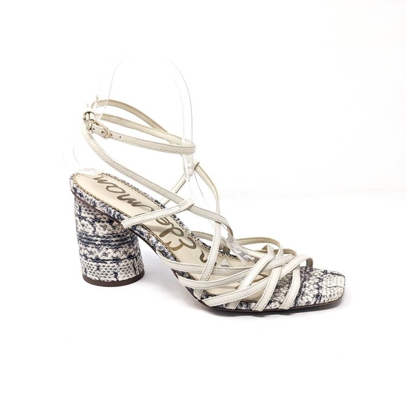 Sam Edelman Shoes - Sam Edelman Womens 10 Sandals Daffodil Snake Strappy Leather Open Toe Block Heel